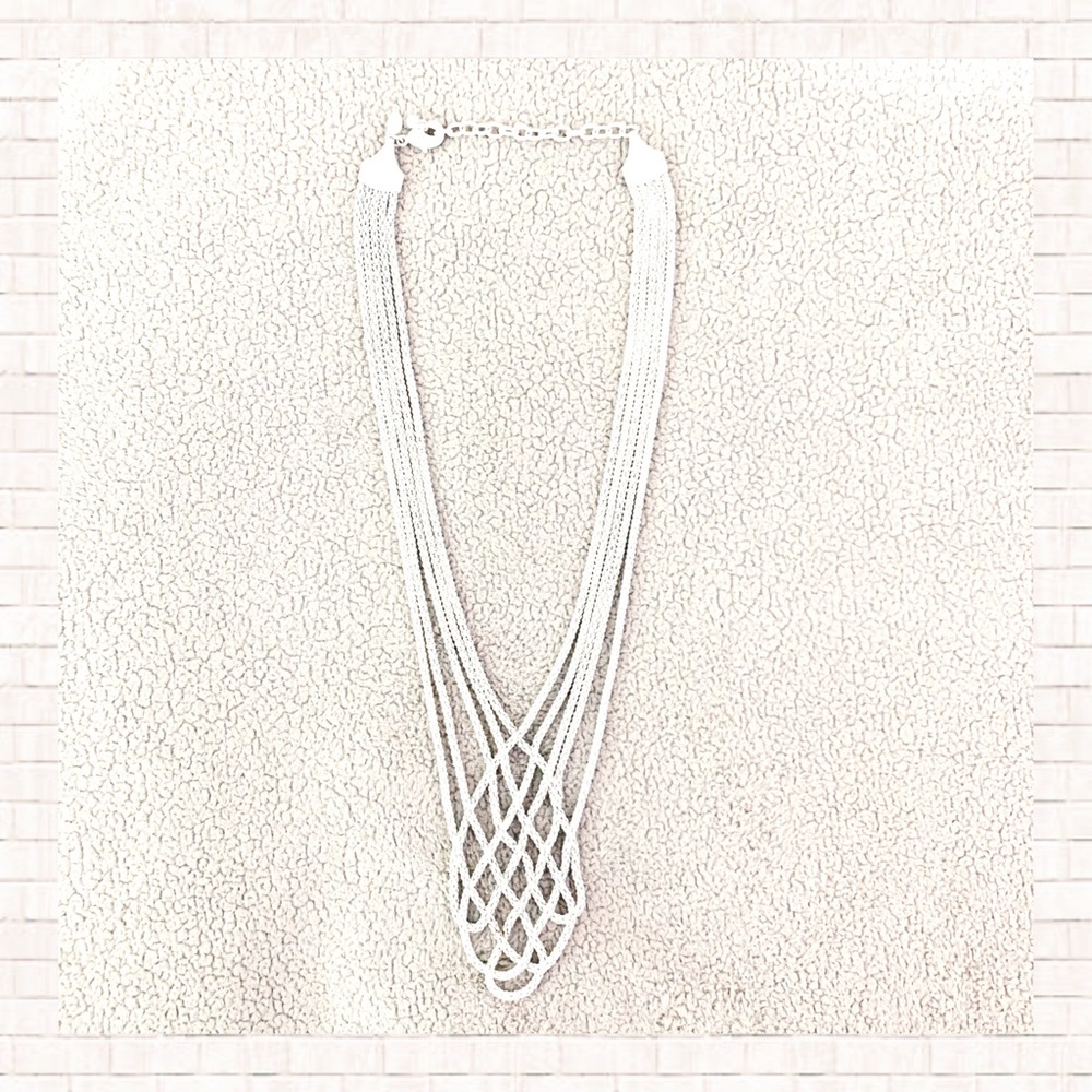 Braided Knot Necklace • White 30” - 36” EUC OBO fashion jewelry spring summer